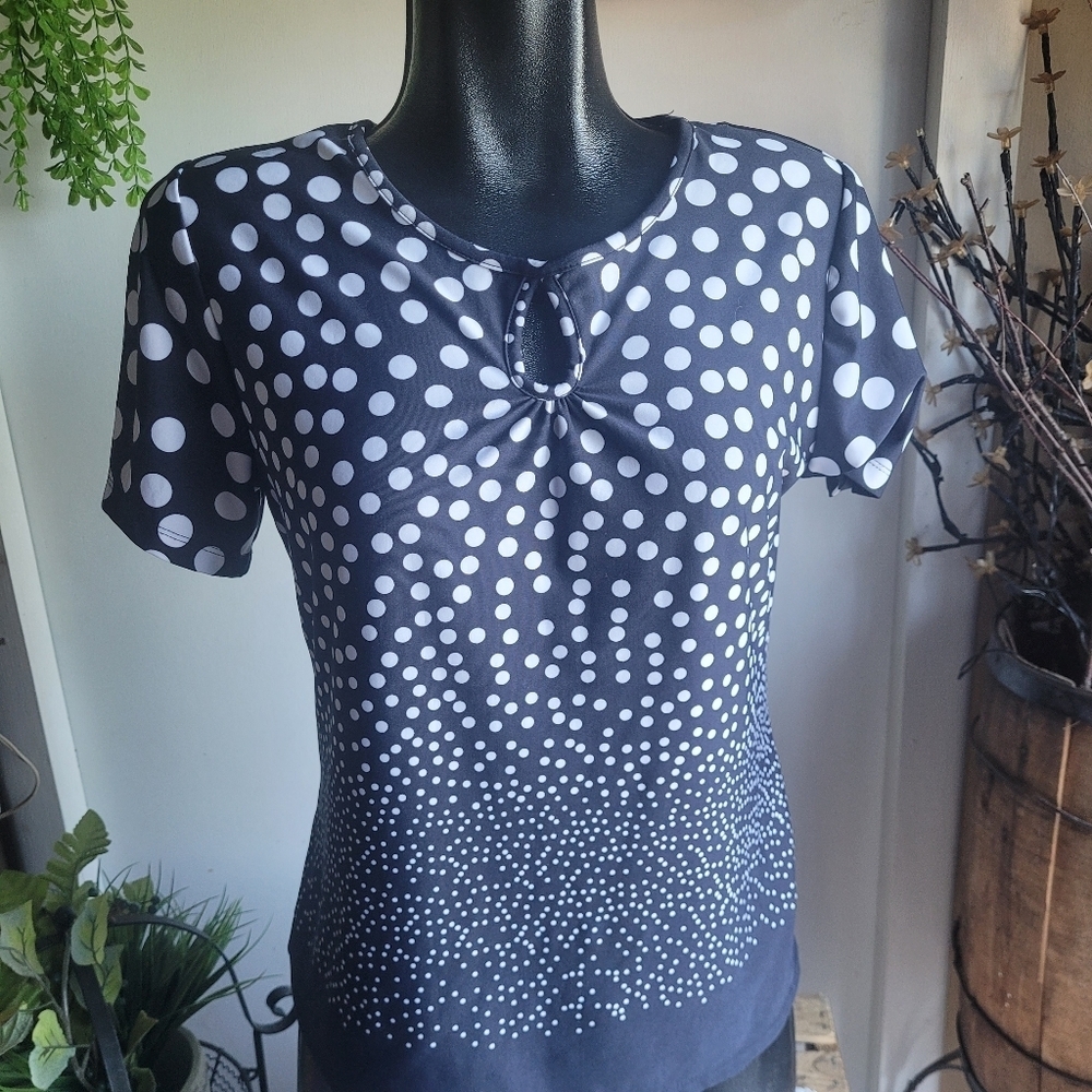 Lindor Navy blue Polka Dot Top M
